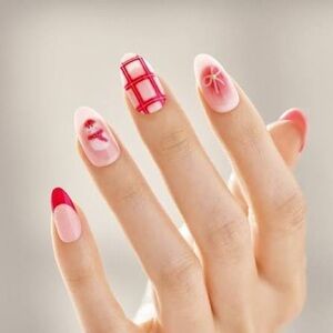 ❤️‍🔥 Festive Pink Bow Coquette Girl Press on Nails